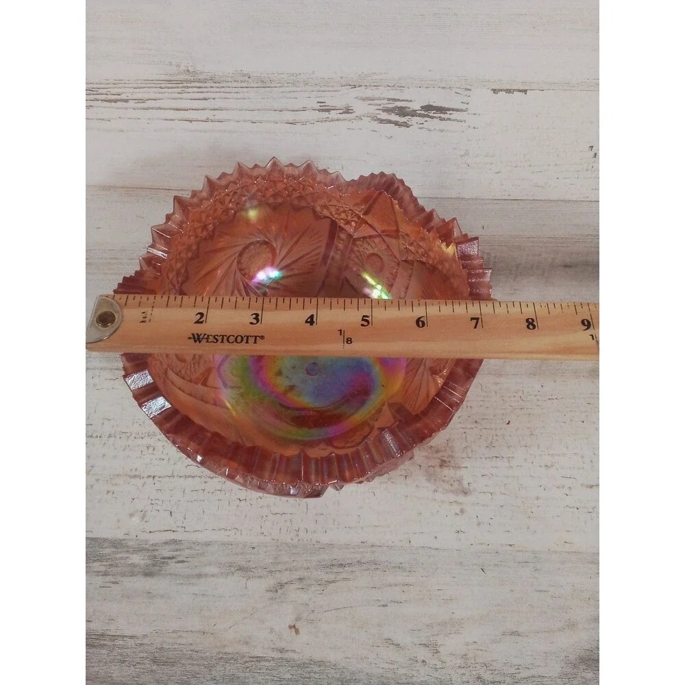 Vintage Pink Imperial Sawtooth Glass Carnival Glass Bowl